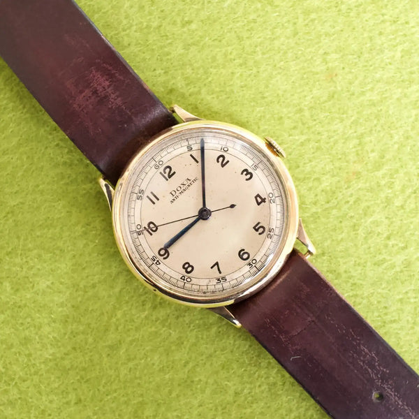 Doxa 14k Solid Gold Field Watch Manual Winding 35.5MM Fully Serviced 1 Year Warranty