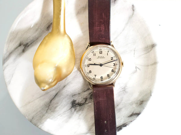 Doxa 14k Solid Gold Field Watch Manual Winding 35.5MM Fully Serviced 1 Year Warranty