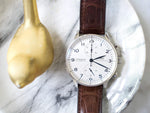 IWC Portuguese IW371446 PORTUGIESER 41MM Box Papers White Dial Factory Brown Strap Buckle - WearingTime Luxury Watches