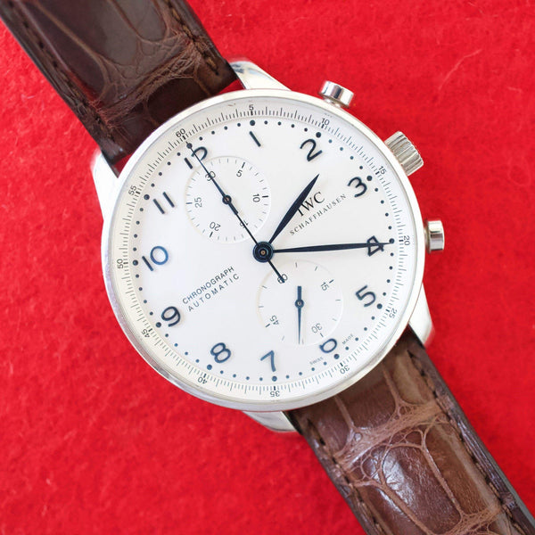 SOLDOUT: IWC Portuguese IW371446 PORTUGIESER 41MM Box Papers White Dial Factory Brown Strap Buckle