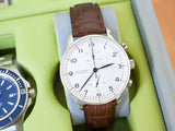 SOLDOUT: IWC Portuguese IW371446 PORTUGIESER 41MM Box Papers White Dial Factory Brown Strap Buckle