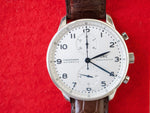 IWC Portuguese IW371446 PORTUGIESER 41MM Box Papers White Dial Factory Brown Strap Buckle - WearingTime Luxury Watches
