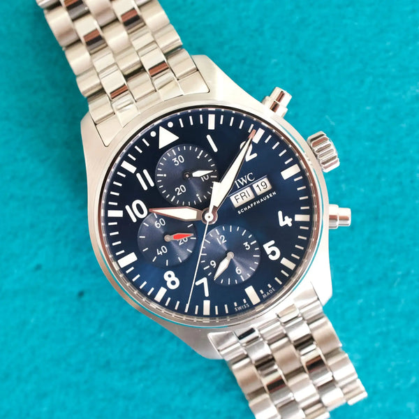 SOLDOUT: IWC Pilot Chronograph IW377717 Le Petit Prince 43MM Blue Dial SERVICED Automatic Box