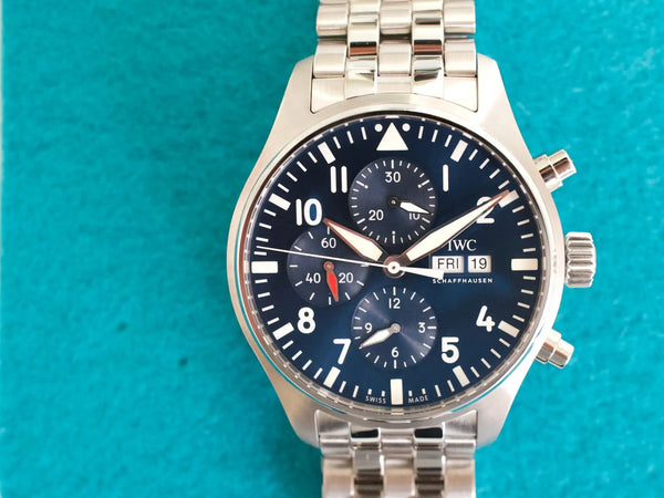 SOLDOUT: IWC Pilot Chronograph IW377717 Le Petit Prince 43MM Blue Dial SERVICED Automatic Box