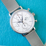 SOLD OUT: IWC Portofino Chronograph IW391027 42MM Day Date Chronograph Silver Steel Box Automatic Comes w/Service Papers