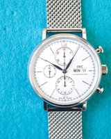SOLD OUT: IWC Portofino Chronograph IW391027 42MM Day Date Chronograph Silver Steel Box Automatic Comes w/Service Papers
