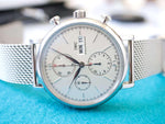 IWC Portofino Chronograph IW391027 42MM Day Date Chronograph Silver Steel Box Automatic Comes w/Service Papers - WearingTime Luxury Watches