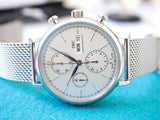 SOLD OUT: IWC Portofino Chronograph IW391027 42MM Day Date Chronograph Silver Steel Box Automatic Comes w/Service Papers