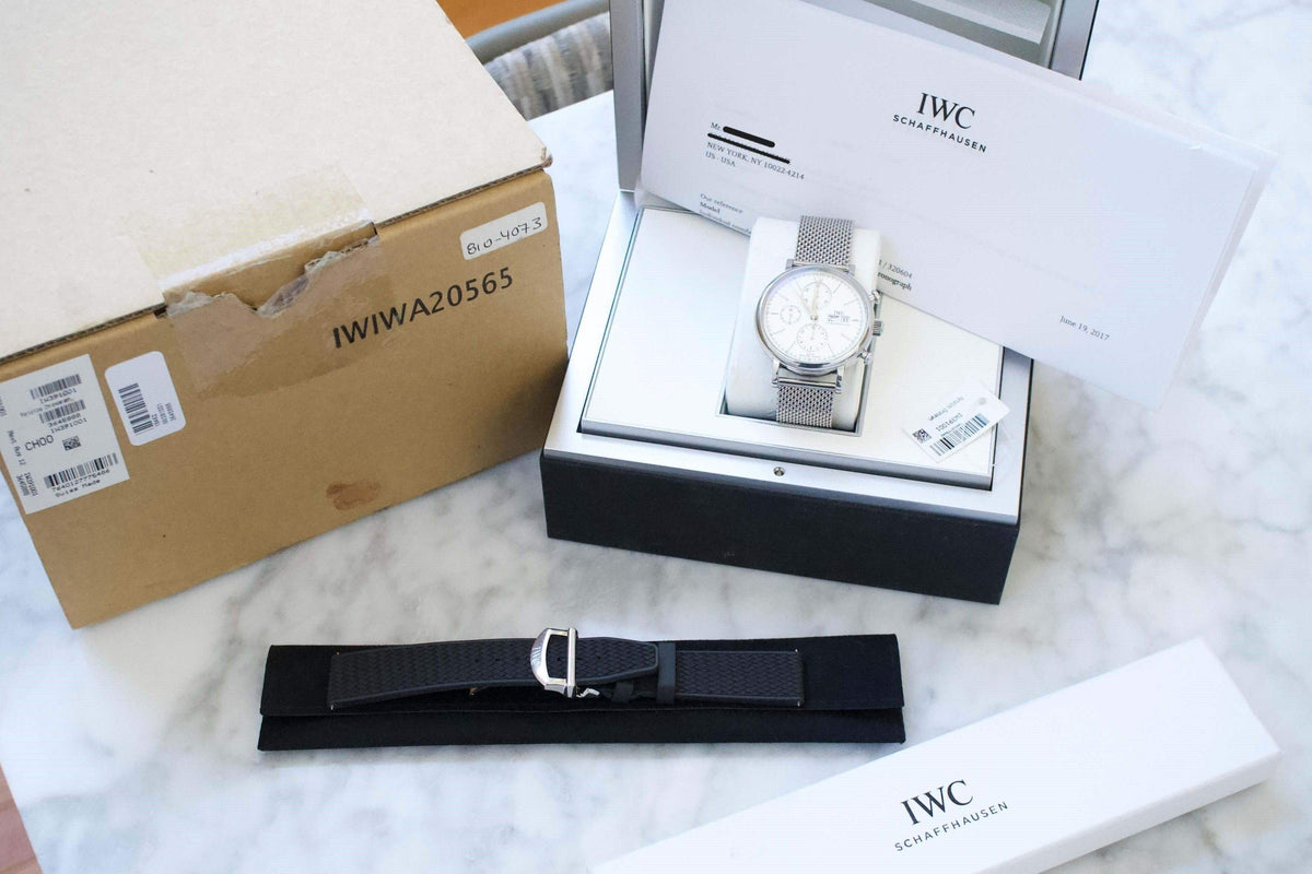 IWC Portofino Chronograph IW391027 42MM Day Date Chronograph Silver Steel Box Automatic Comes w/Service Papers - WearingTime Luxury Watches