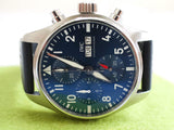 SOLDOUT: IWC Pilot Chronograph IW388101 41MM Blue Dial In House Chronograph 2022 Box and Papers