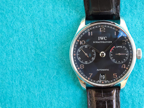 SOLDOUT: IWC Portuguese Automatic IW500109  Black Dial 42MM 7 Day Power Reserve 5001 500109 Box Papers