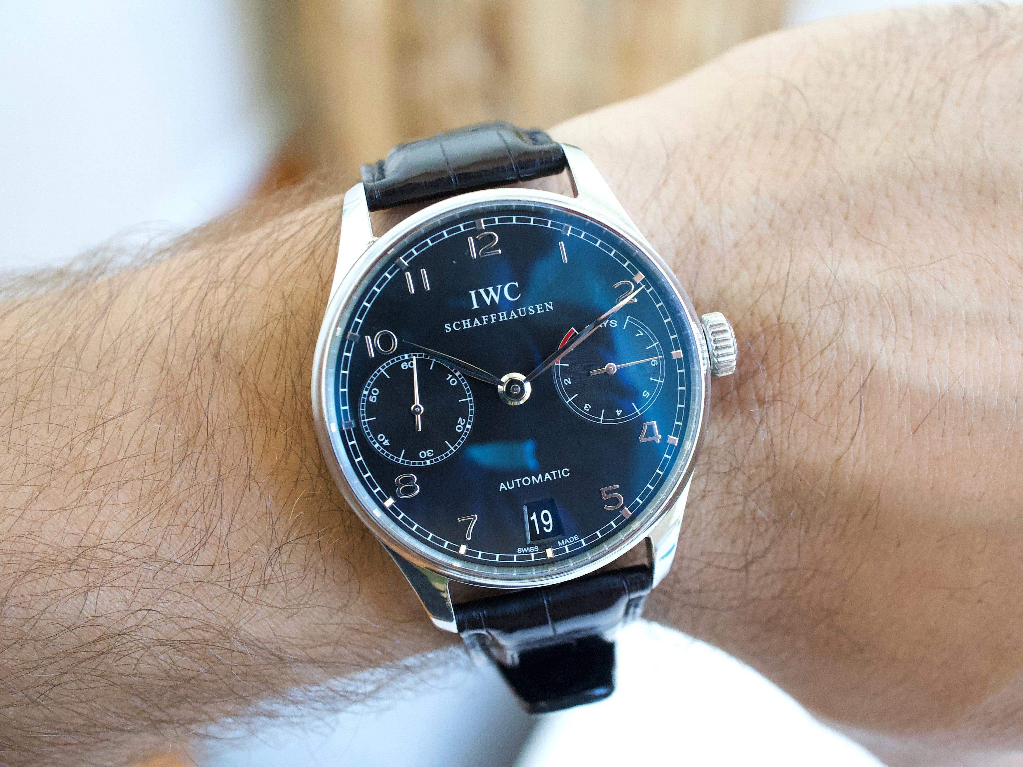 IWC Portuguese Automatic IW500109 Black Dial 42MM 7 Day Power Reserve 5001 500109 Box Papers WearingTime Luxury Watches