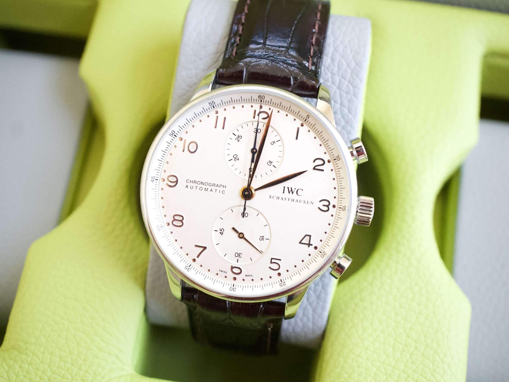 SOLDOUT: IWC Portuguese Chronograph IW3714 41MM White Dial Box and Papers - WearingTime Luxury Watches