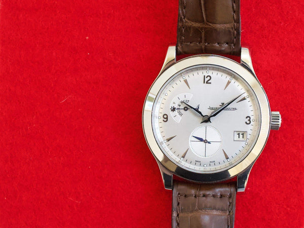 SOLDOUT: Jaeger-LeCoultre 147.8.05.S Master HomeTime 40MM Automatic GMT Box and Papers Silver Dial Brown Strap