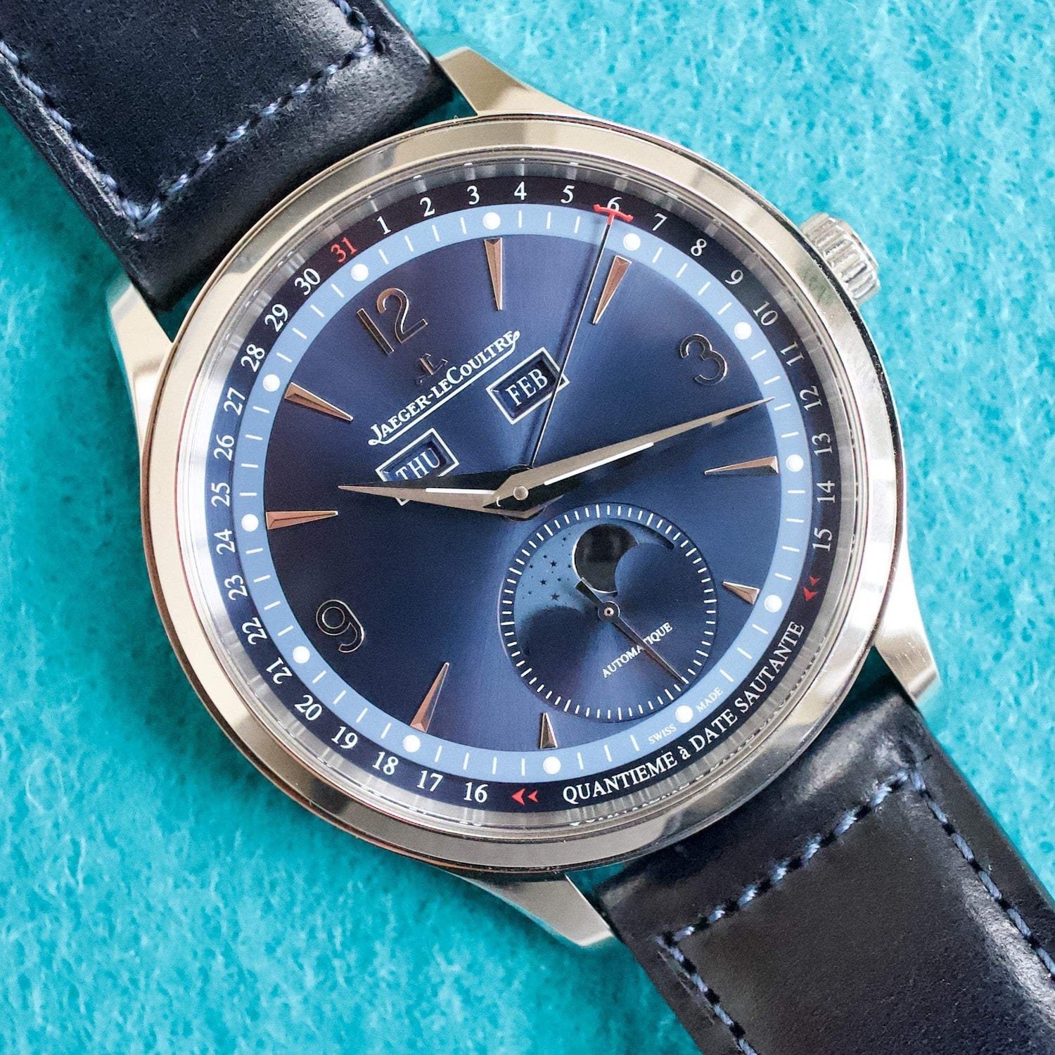 SOLDOUT: Jaeger-LeCoultre Master Calendar Q4148480 Limited to 800 BLUE Dial Blue Strap 2022 Box Papers