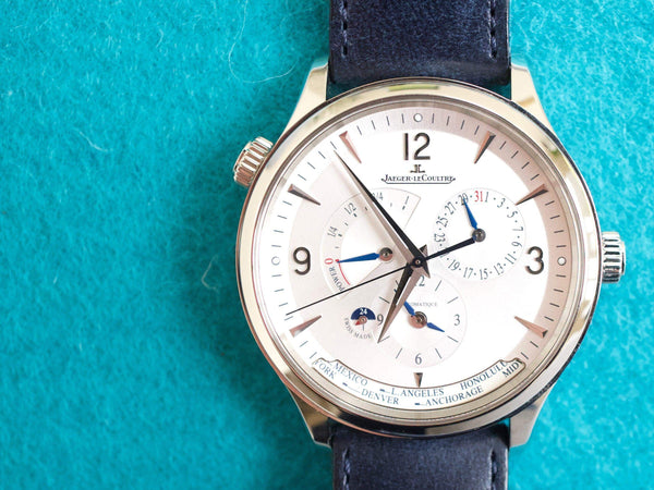 SOLDOUT: Jaeger-LeCoultre Master Geographic Q4128420 40MM FULL SET RETAIL $14,600 JLC WARRANTY 2030 Steel Men's  2 OEM Straps