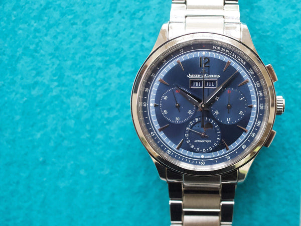SOLD OUT: Jaeger Lecoultre Q4138180 Master Control Calendar Blue Dial 40MM Box and Papers 2 STRAPS