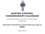 SOLD OUT: Jaeger Lecoultre Q4138180 Master Control Calendar Blue Dial 40MM Box and Papers 2 STRAPS