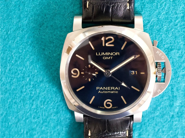 SOLDOUT: Panerai Luminor 1950 3 Days PAM01033 GMT 44MM Automatic Stainless Steel Blue Dial Box