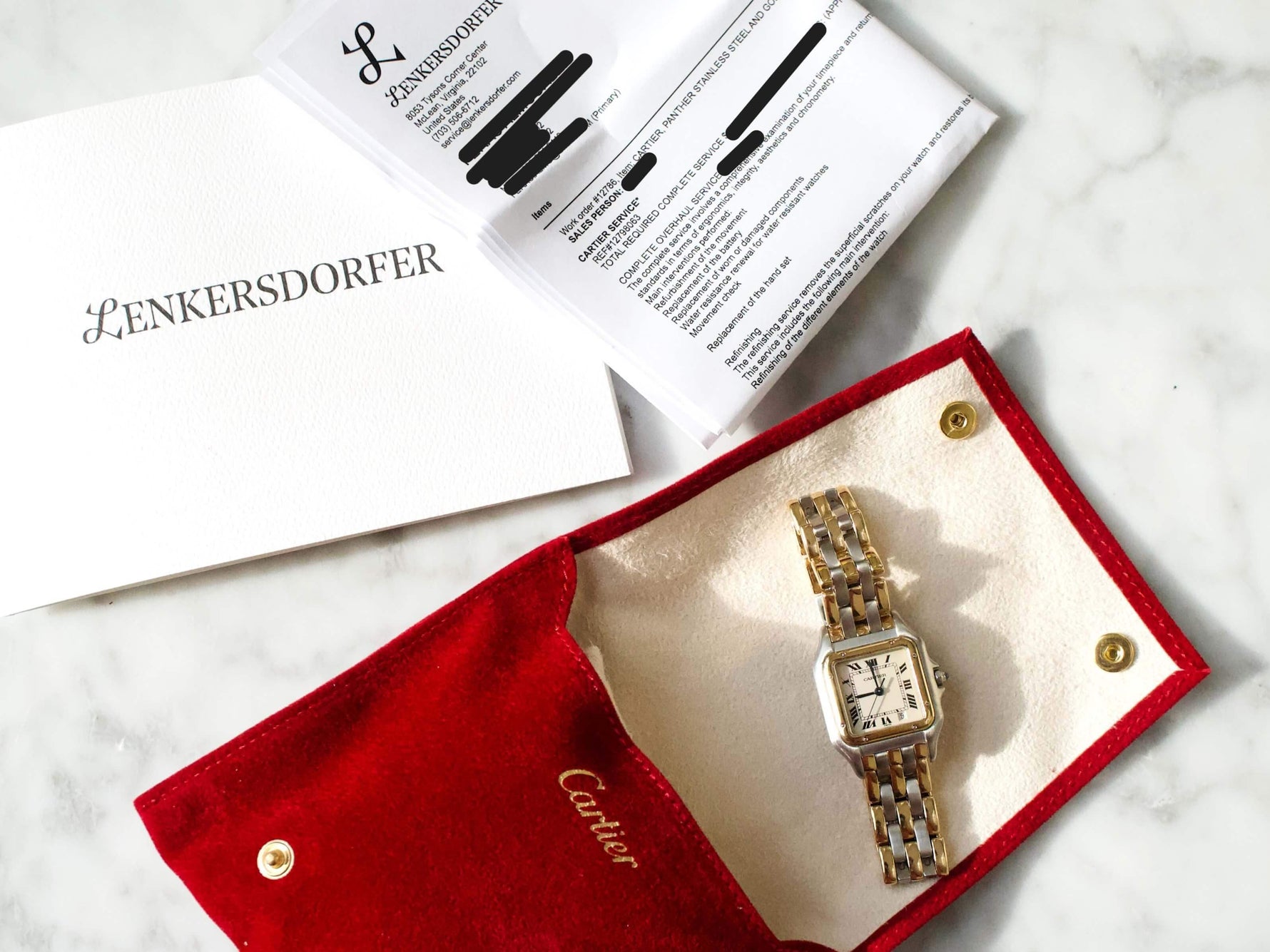 SOLDOUT: Cartier Panthère 187949 Quartz Factory Cartier Service Warranty 18k and Steel Two Tone Midsize 3 Row Ladies or Mens 27MM - WearingTime Luxury Watches