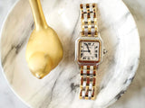 SOLDOUT: Cartier Panthère 187949 Quartz Factory Cartier Service Warranty 18k and Steel Two Tone Midsize 3 Row Ladies or Mens 27MM