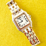 SOLDOUT: Cartier Panthère 187949 Quartz Factory Cartier Service Warranty 18k and Steel Two Tone Midsize 3 Row Ladies or Mens 27MM - WearingTime Luxury Watches