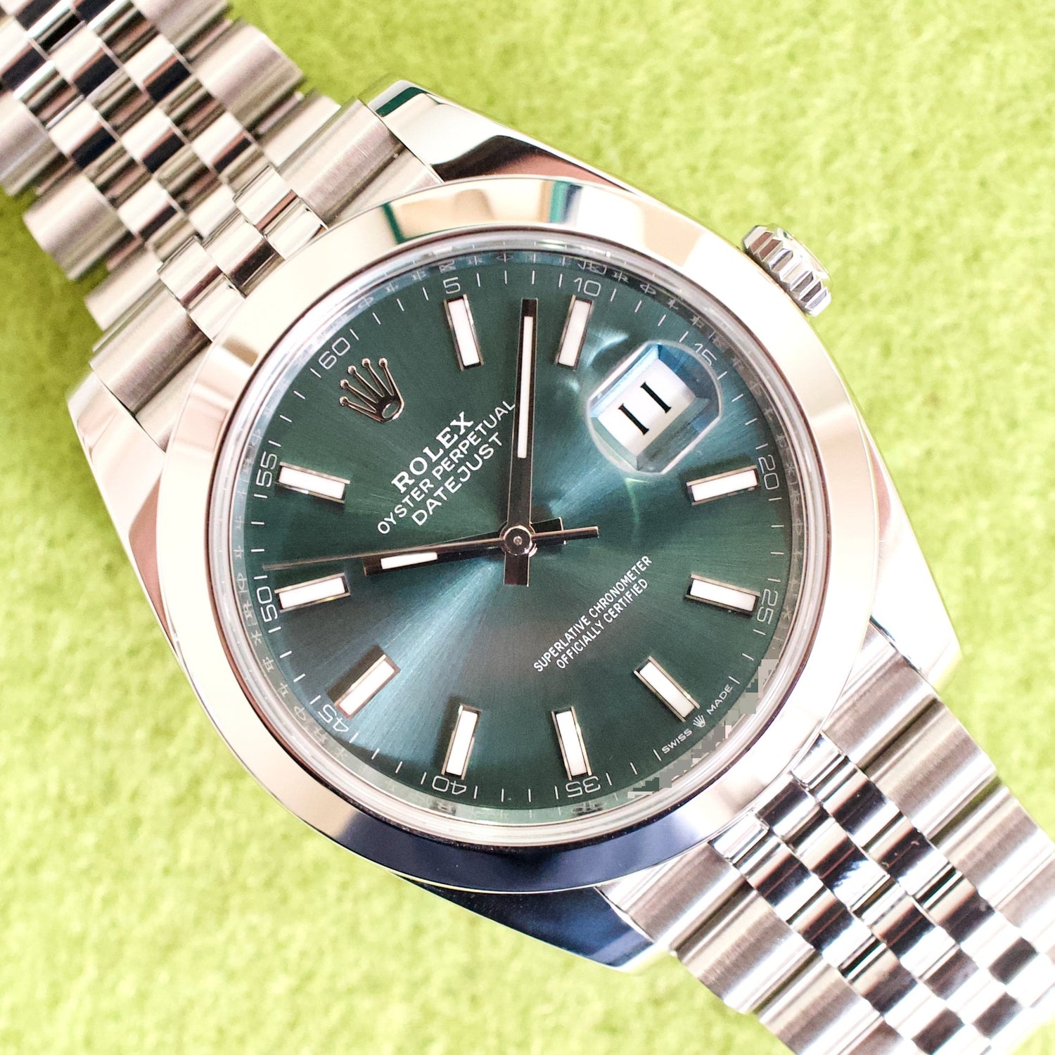Rolex Datejust 126300 41MM Automatic Mint Green Jubilee Brand New Factory Warranty Box Papers 2025