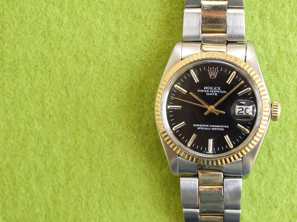SOLDOUT: Rolex Oyster Perpetual Date 1500 Two Tone 14k gold and steel 34MM Automatic 1980