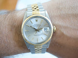 SOLDOUT: Rolex Datejust 16013 36MM Two Tone 18k Jubilee Quickset Date Factory Rolex Box 1985