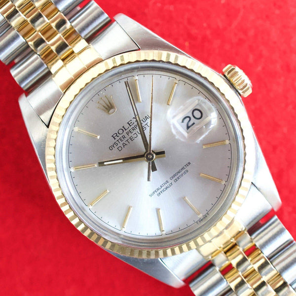 SOLDOUT: Rolex Datejust 16013 36MM Two Tone 18k Jubilee Quickset Date Factory Rolex Box 1985