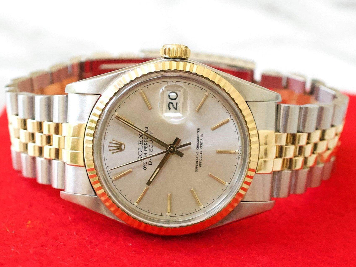 Rolex Datejust 16013 36MM Two Tone 18k Jubilee Quickset Date Factory Rolex Box 1985 - WearingTime Luxury Watches