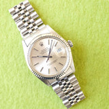 Sold Out: Rolex 16014 Datejust 36 Quickset Factory Rolex Service Box Card 18k Bezel Automatic (Serviced by Rolex in 2021)