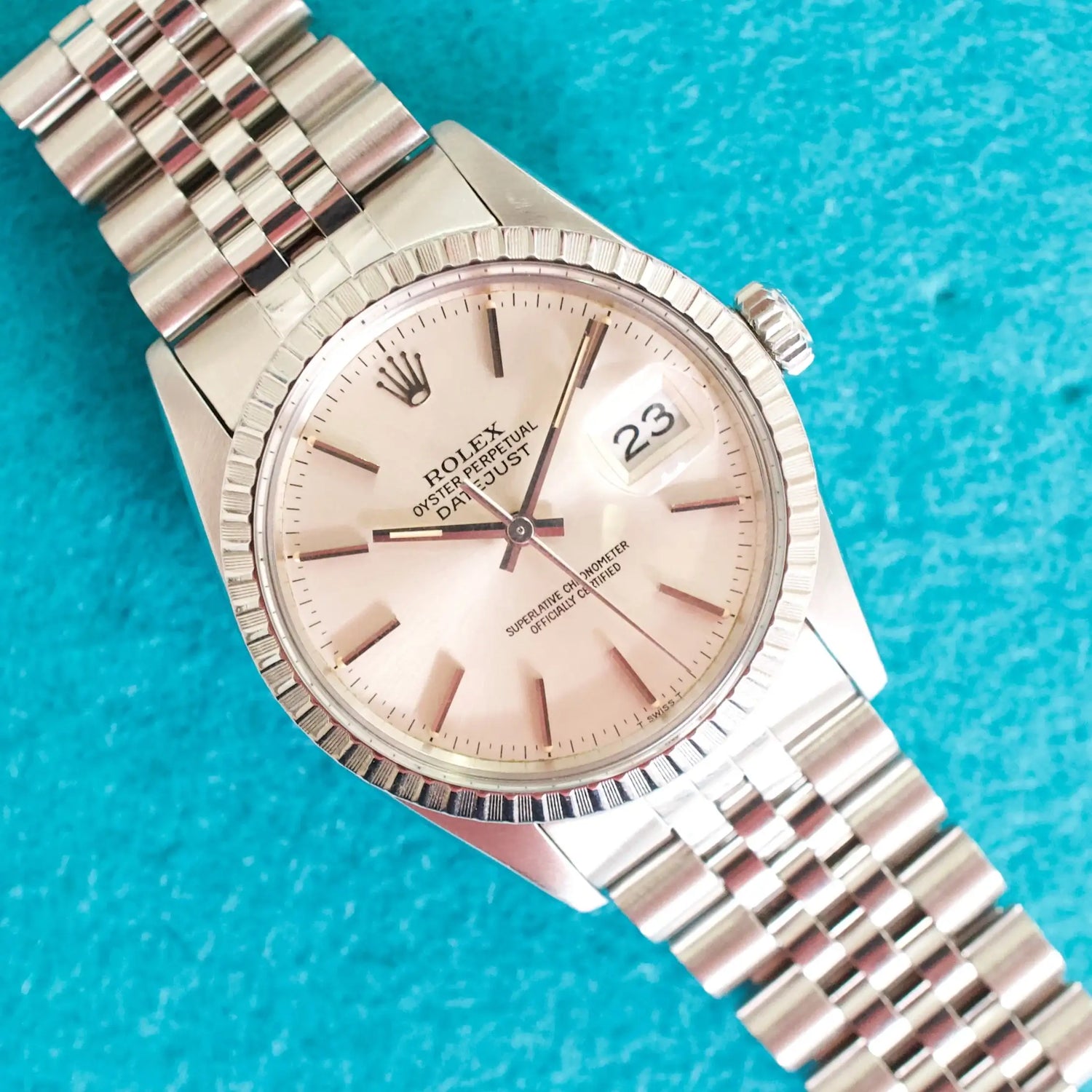 SOLDOUT: Rolex Datejust 16030 36MM Automatic Engine Turn Bezel Mint Condition 1 Year Warranty Rolex Box 1984