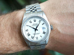 Rolex Datejust36 16030 Rare Buckley Dial Automatic White Dial Factory Rolex Box - WearingTime Luxury Watches