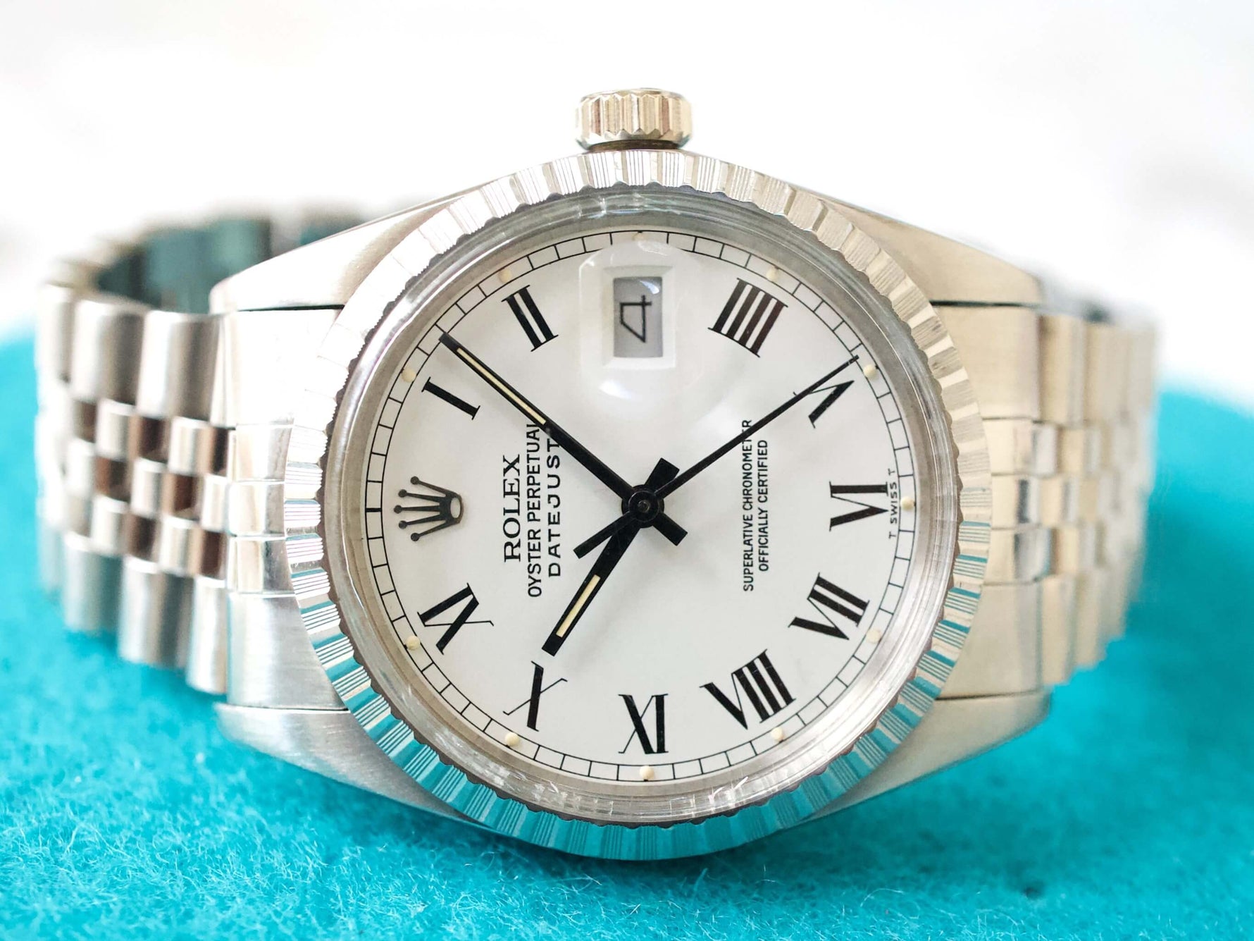 Rolex Datejust36 16030 Rare Buckley Dial Automatic White Dial Factory Rolex Box - WearingTime Luxury Watches