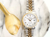 SOLDOUT: Rolex Datejust 16233 White Dial 36MM Automatic Two Tone 18k Gold and Steel SERVICED, 1 YEAR WARRANTY Box 1989