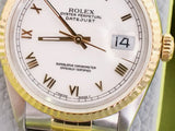 SOLDOUT: Rolex Datejust 16233 White Dial 36MM Automatic Two Tone 18k Gold and Steel SERVICED, 1 YEAR WARRANTY Box 1989