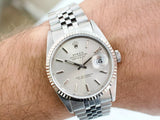 SOLDOUT: Rolex Datejust 16234 Silver Dial 36MM Automatic 18k White Gold Bezel SERVICED, 1 YEAR WARRANTYBox 1990
