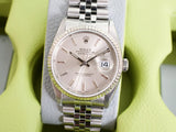 SOLDOUT: Rolex Datejust 16234 Silver Dial 36MM Automatic 18k White Gold Bezel SERVICED, 1 YEAR WARRANTYBox 1990