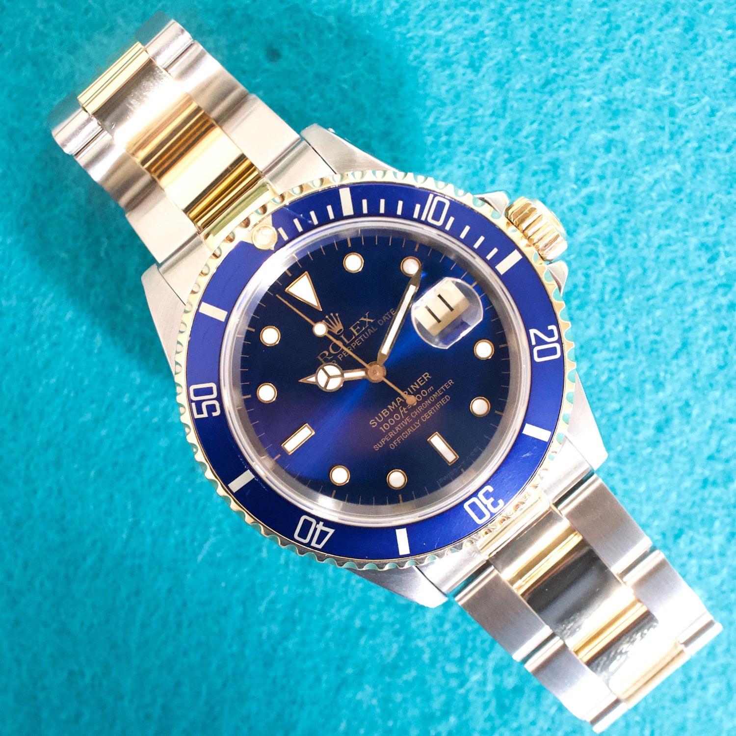 Rolex Submariner Date 16613 40MM Blue Dial Two Tone  FULLY SERVICED One Year Warranty Box and Papers 1991