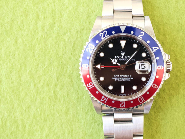 SOLD OUT: Rolex GMT Master II 16710LN Pepsi 40 mm Automatic Factory Travel Box Service Warranty Card