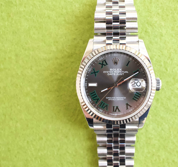 SOLDOUT: Rolex Datejust 126234 36MM Wimbeldon Jubilee Box Papers Steel 2022
