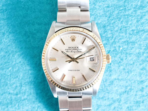 Rolex Air King  5701 34MM Automatic Oyster 18K Yellow Gold Bezel Mint Serviced Box Papers 1988