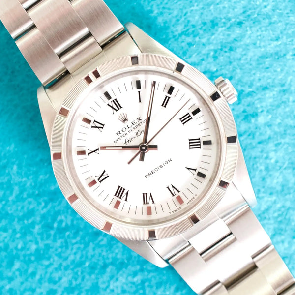 SOLDOUT: Rolex Air King Precision 14010 34MM Automatic Engine-Turned Bezel Mint Serviced 1 Year Warranty Box 1993