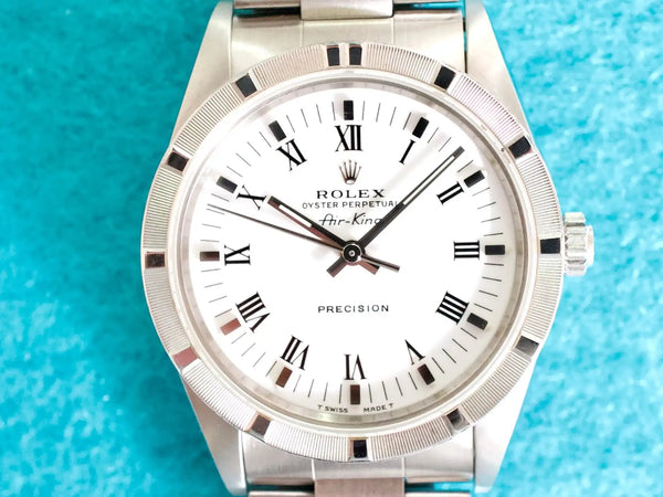 SOLDOUT: Rolex Air King Precision 14010 34MM Automatic Engine-Turned Bezel Mint Serviced 1 Year Warranty Box 1993