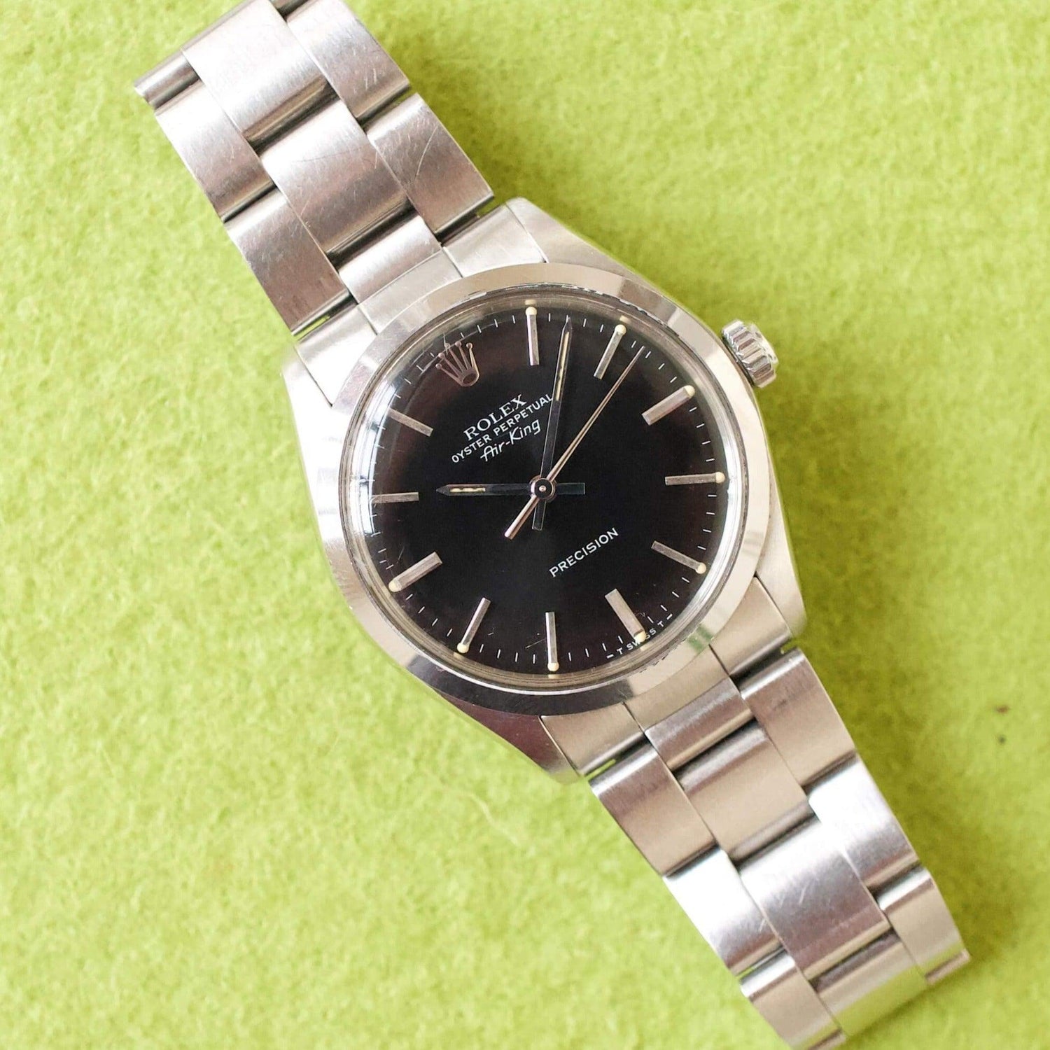 SOLDOUT: Rolex Air King 5500 34MM Automatic Black Dial Factory Rolex Box First Owner All Original