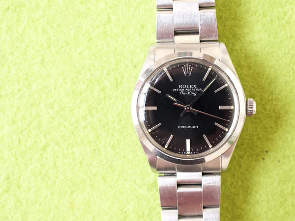 SOLDOUT: Rolex Air King 5500 34MM Automatic Black Dial Factory Rolex Box First Owner All Original