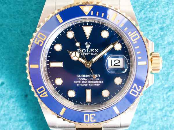 Rolex Submariner Date 126613LB Bluesy 41MM Two-Tone 18k Yellow Gold & Steel Automatic Mint Factory Warranty Box Papers 2025