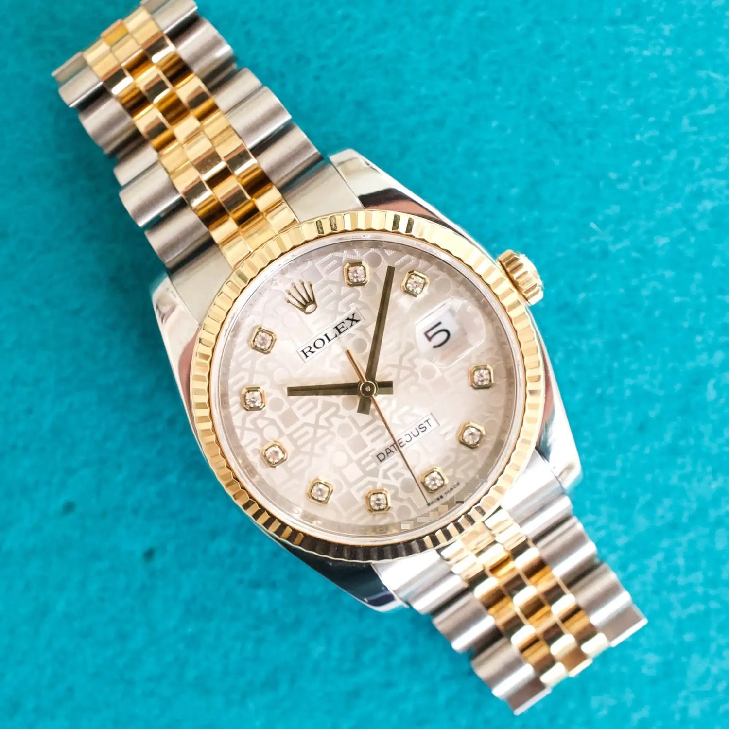 Rolex Datejust 36MM 116233 JUBILEE Two-Tone Yellow Gold Steel White Anniversary Dial Box Papers 2013