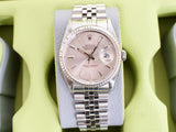 SOLDOUT: Rolex Datejust 36MM 16234 Silver Stick Dial Automatic Jubilee Fluted Bezel Serviced Box 1991
